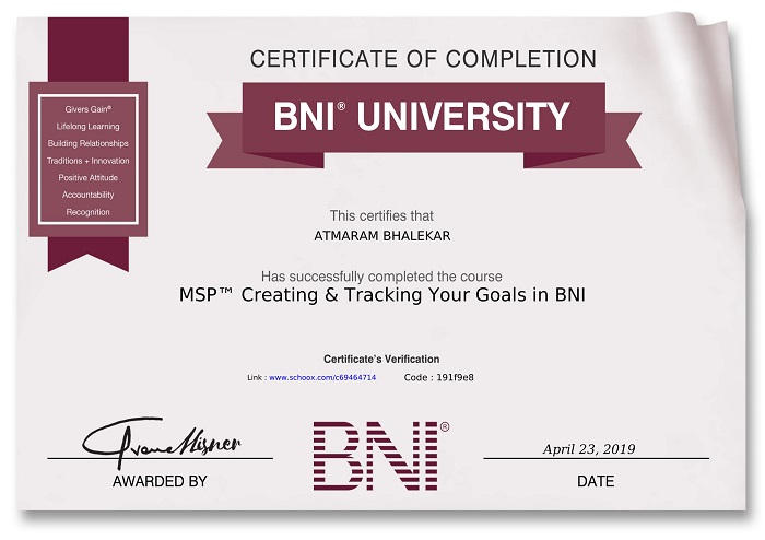 Certificate of Completion